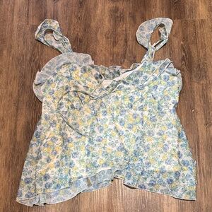 Floral Blue and Yellow Women's Top